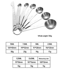 Stainless steel measuring spoon 4/6/7/8 pcs set with scale measuring ruler spoon kitchen coffee baking measuring tool set