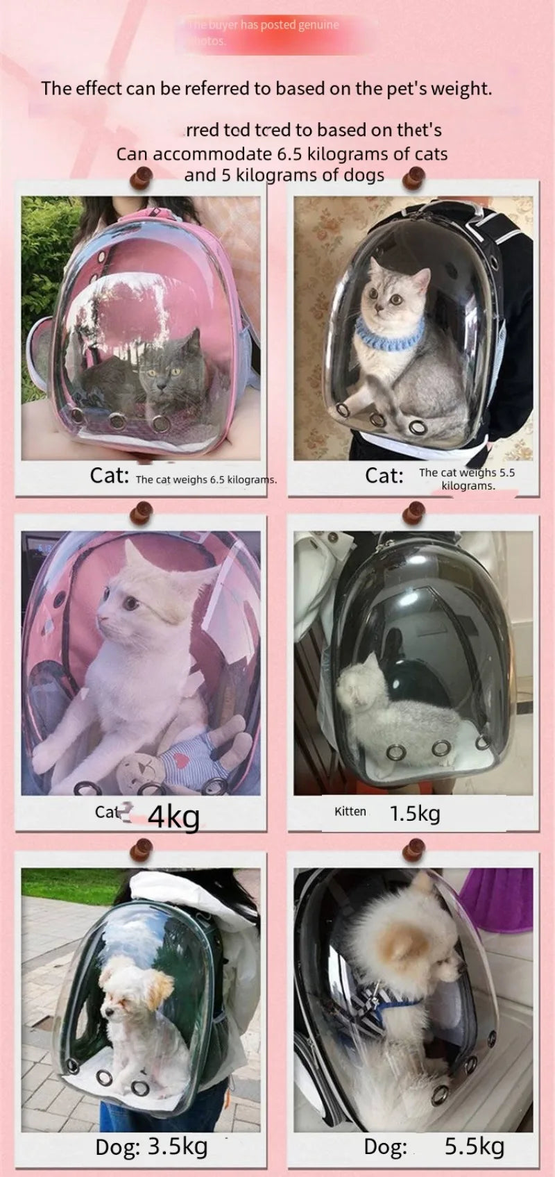 Pet carrying bag space  Space capsule dual-shoulder backpack  Breathable transparent backpack  Cat and dog transportation bag