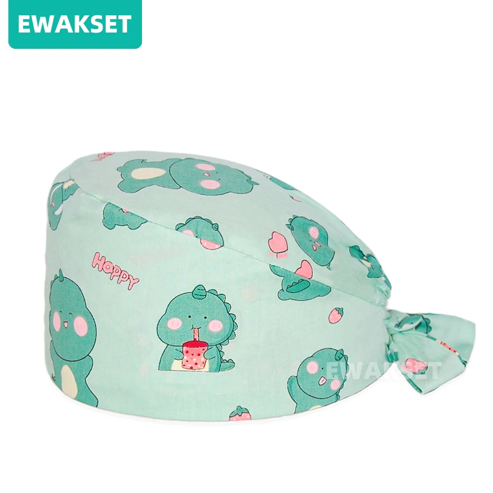 Unisex Surgical Cap Medical Working hat Animal printed Dental Beauty Salon Chef hats 100%Cotton Nurse Doctor Hospital Scrub Caps