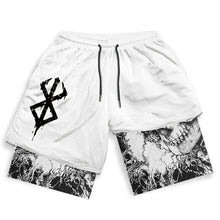 Sport Shorts Men 2 in 1 Gym Jogging Running Training Workout Shorts 3D Anime Berserk Breathable Beach Double-Layer Shorts Mens