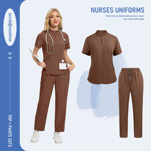 Niaahinn Pants Sets Scrubs Top with Zipper Salon Beauty Spa Uniform Women Men Scrub Uniforms Healthcare Pharmacy Nurse Work Wear