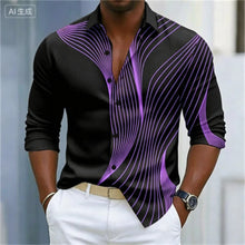 Men's Geometric Ripple Abstract Art Shirt Multi Color Button Shirt Casual Formal Shirt Long Sleeve Fashion Casual Shirt