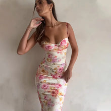 Floral Suspender Split Spaghetti Strap Beach Dress