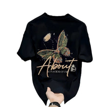 T-shirts en coton pour hommes, 5XL, t-shirt blanc pour hommes, tenue d'été décontractée, t-shirts tendance avec imprimé papillon, vêtements pour hommes noirs