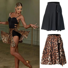 Black Leopard Wrap Latin Dance Skirt For Women Ballroom