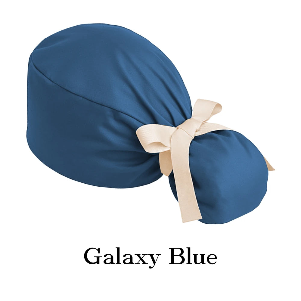 Ponytail Working Caps with Satin Lining for Women TOOTH Pet Doctor Nurse Scrubs Hat Stretch Long Hairs Nursing Caps C-TL-02