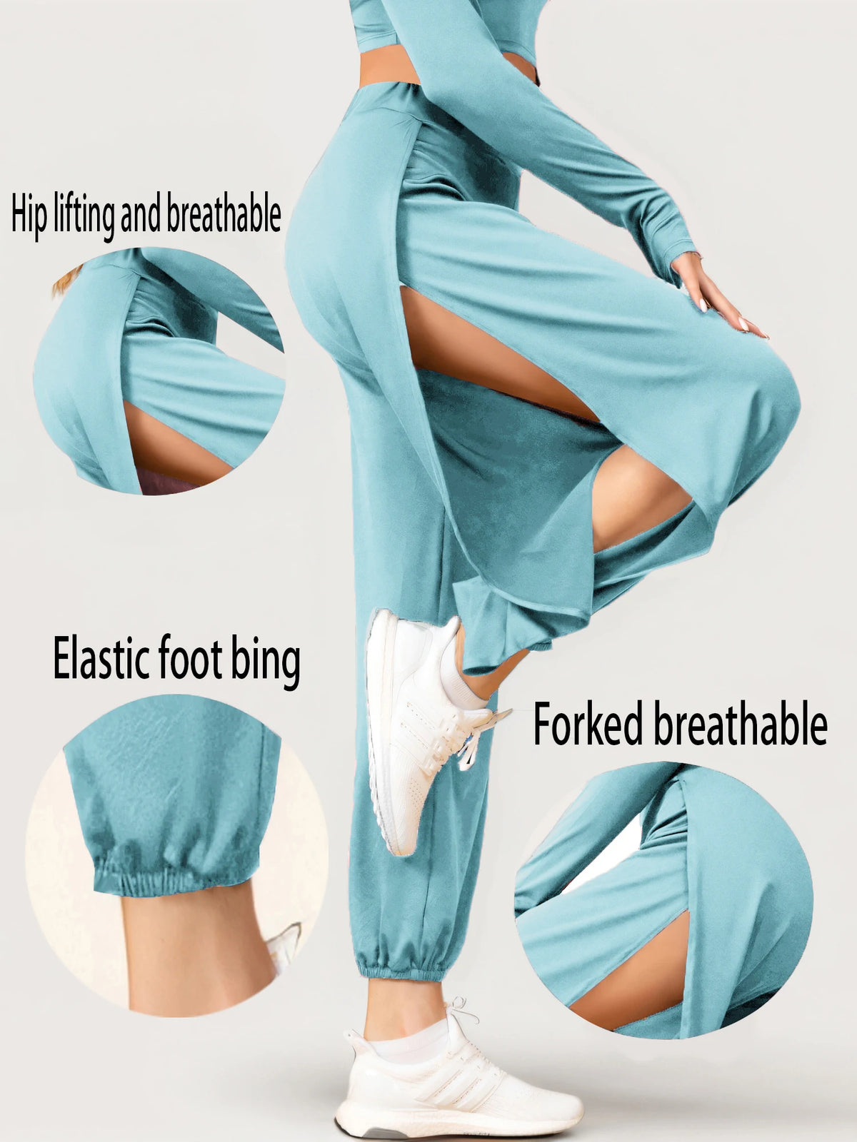 Pantalon de yoga à taille élastique et fente haute pour femme