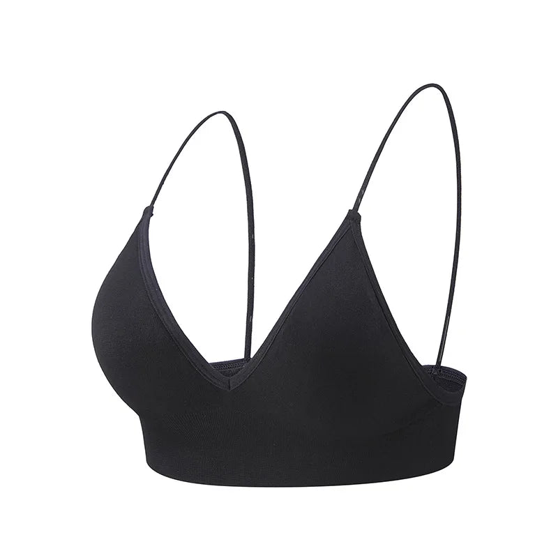 Flarixa Triangle Cup Deep V Neck Bralettes Camisole Bra for Woman Yoga Top Corset With Push Up Effect Soft Underwear Lingerie