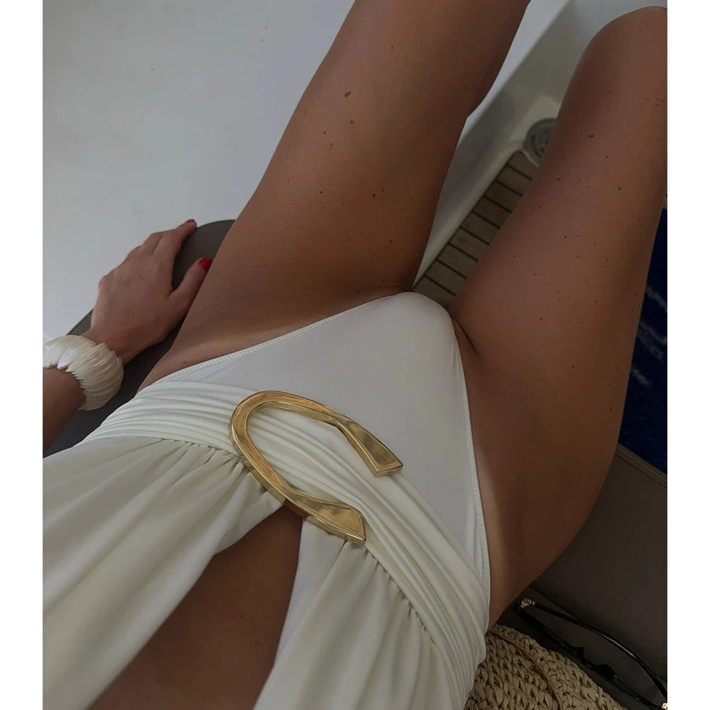 Two Piece Micro Bikini Halter Swimwear Solid Bodysuit