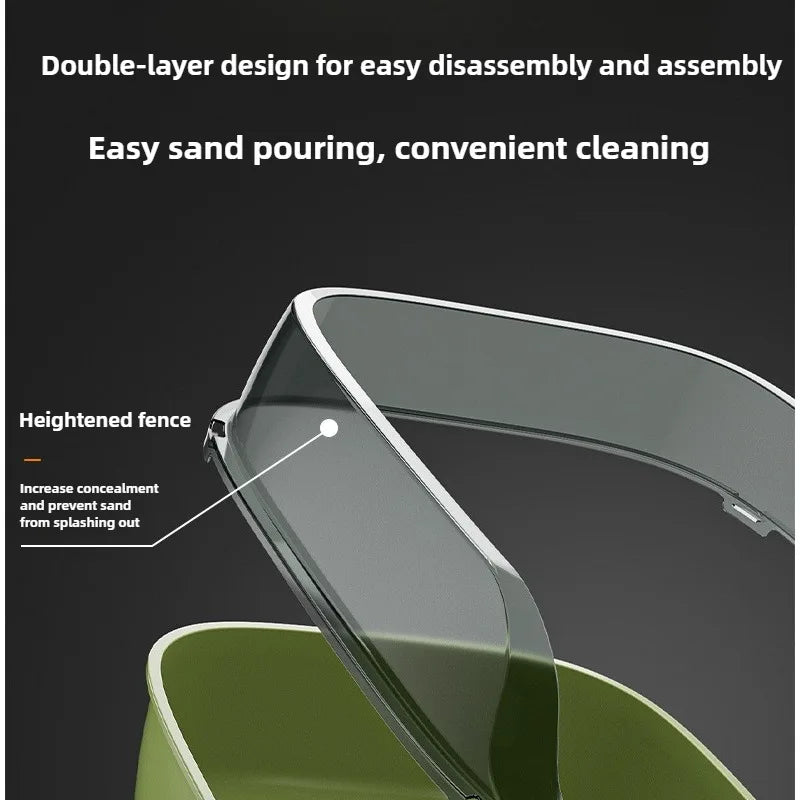 Semi Covered Cat Litter Box Plastic Anti Tracking Pet Toilet with Removable Scoop for Odor Control