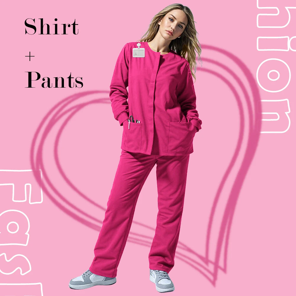 New Scrub Suit Medical Surgical Gown Stretch Tops High Quality Scrub Jacket Medicals Scrubs Uniforms Wholesale Nurse Long Sleeve