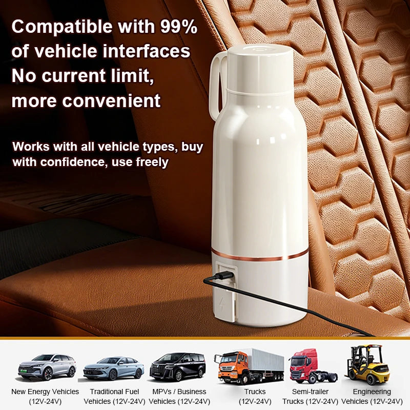 12V/24V/110V/220V Temperature Control Electric Kettle Car Travel Insulation Heating Cup 500ml Hot Water Boiler Coffee Tea Bottle