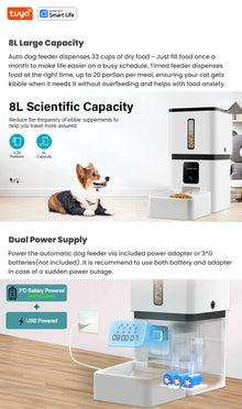 8L Automatic Smart Food Dispenser Timer ABS Bowl Auto Dog Cat Pet Feeding HD Camera WiFi Auto Feeder With TuyaAPP remote control
