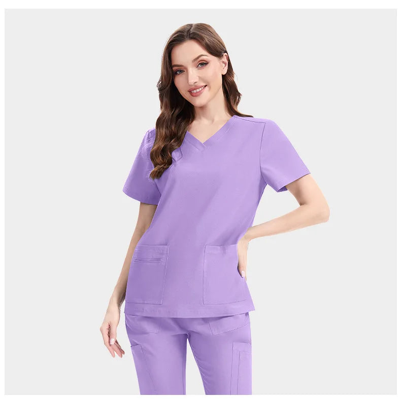 New Slim Fit Women Scrubs Sets Woman Medical Uniforms Nurses Accessories Clinic Beauty Salon Spa Pet Shop Workwear Clothing