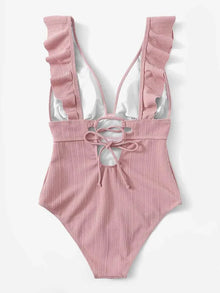 Ruffled One Piece Swimsuit Women Monokini Beachwear 2026
