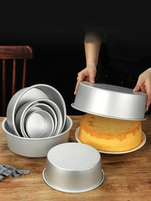 Aluminum Alloy Round Chiffon Cake Pan Solid Bottom Angel Food Oven Cake Bread Mold Baking Tool 6/8 Inch Bake Pan  Baking Sheet