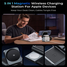 KUXIU D5 Qi2.2 25W 5-in-1 Magnetic Wireless Charging Station With Smart TFT Color Display For iPhone 17 16 15 14 13/iWatch/AirPo
