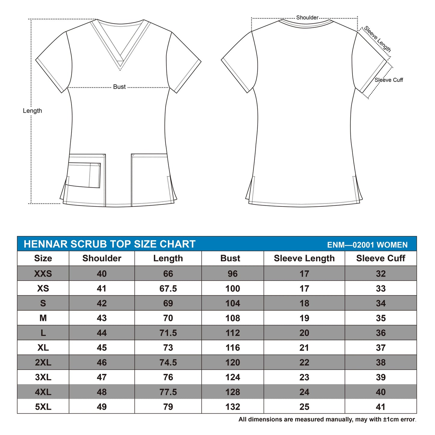 Hennar Print Vet Scrub Uniform For Women In 100% Cotton 4 pockets,XXS-5XL Pet Doctors Medical Scrub Tops
