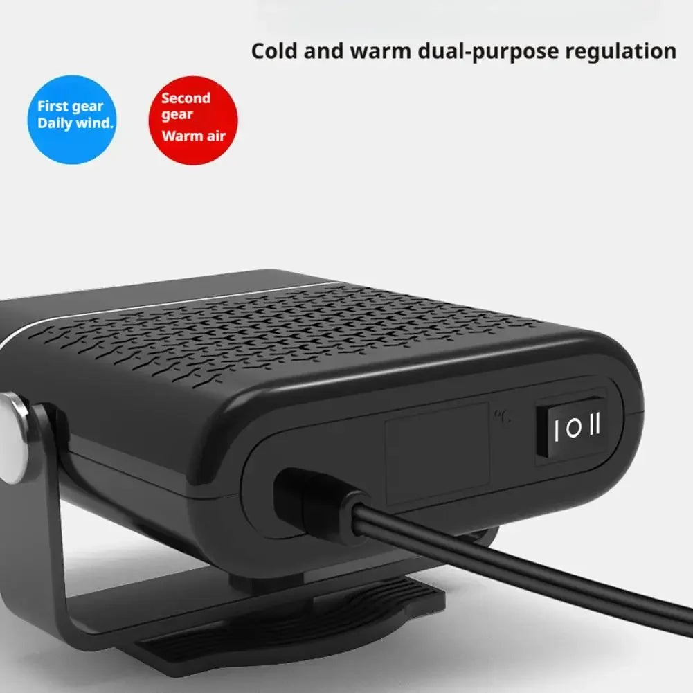 12V 120W Portable Car Heater, Fast Heating & Cooling Fan with 360° Rotation, Defogger Defroster, Cigarette Lighter Plug-in