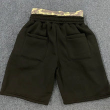 Summer American High Street Fashion Leopard Print Letter Patchwork Double Waistband Shorts Y2K HipHop Loose Straight Rock Slacks