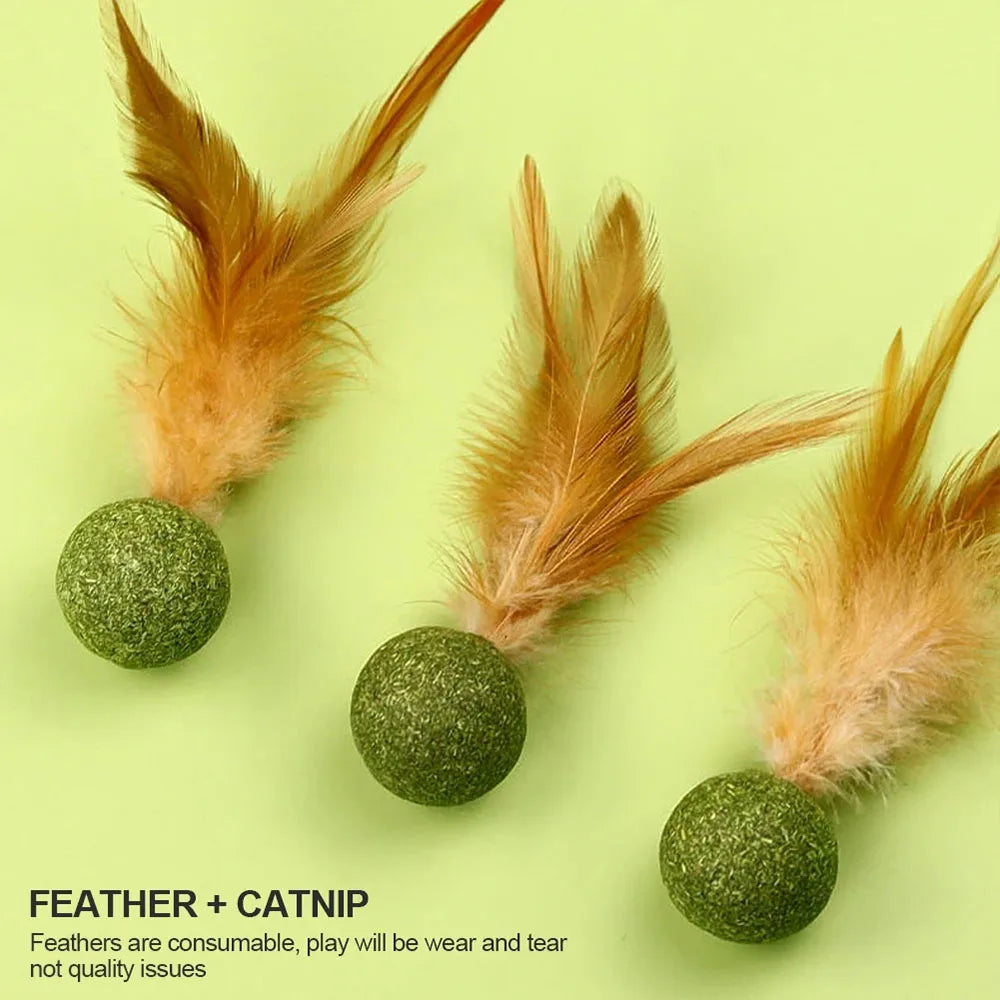 Mouse Mint Ball Feather Catnip Ball Self Cleaning Teeth Grinding Ball Feather Toy Ball Pet Toys Cat Supplies Pet Cleaning Tool