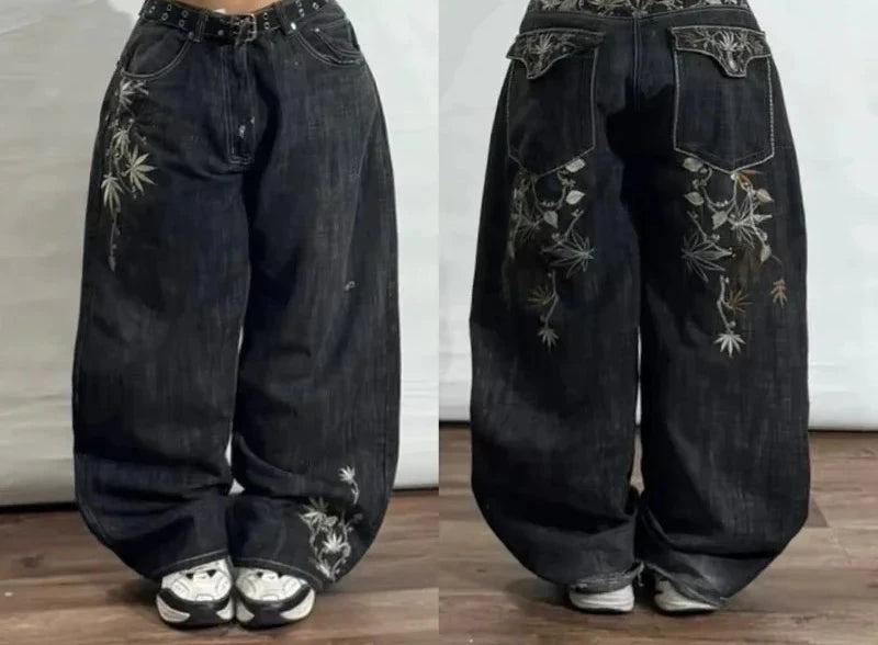Y2K Fashion New American Oversize Print Washed Baggy Jeans Women Harajuku Hip Hop Popular Casual Joker Wide-leg Pants