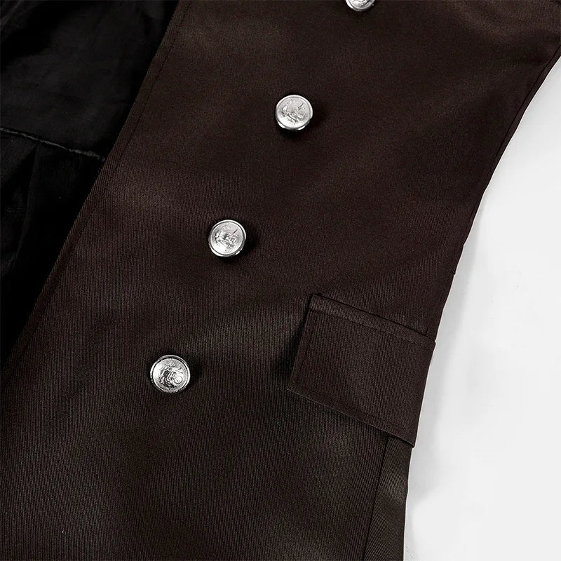 S-5XL Plus Size Men Gothic Trench Medieval Steampunk Retro Style Long Jackets Double-breasted Solid Men's Vintage Long Jackets