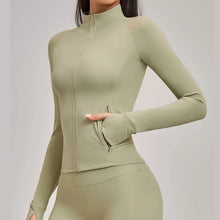 Women Stand Up Collar Zip Jacket Yoga Long Sleeve Gym Wear