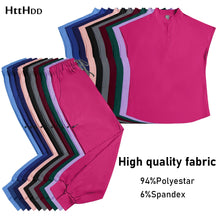 Wholesale Medical Scrub Set Spandex Stretch Nurse Scrub Beauty Spa Uniform Healthcare Nursing Pharmacy Lab Coat Clinical Uniform