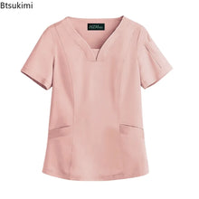 Elastic Quick-dry Medical Work Clothes Tops Dentist Veterinary Work Uniform Unisex Healthcare Nurse Clothing Scrun Women Mens