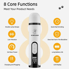 Pet Nail Grinder with LED Light - USB Rechargeable Clipper for Cats and Dogs, Professional Paws Grooming Trimmer Supplies
