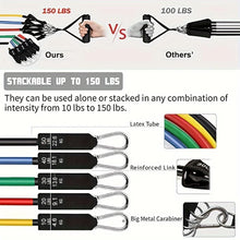 1set 11pcs Resistance Bands Set, Exercise Bands with Door Anchor, Handles, Carry Bag, Legs Ankle Straps for Resistance Training