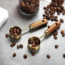 Cuillère à mesurer en acier inoxydable de 15 ml, cuillère à café, cuillère à sucre en poudre, à grains de café, manche en bois, outils de cuisine