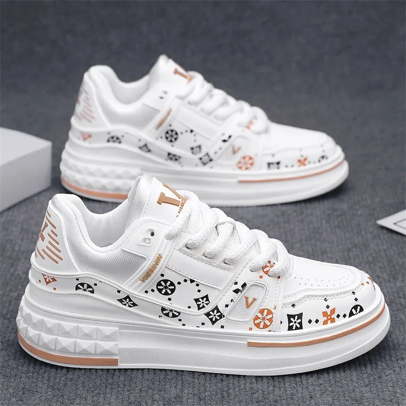 Sneaker Casual Men Designer Easy Matching Board Shoes Fashion Microfiber Leather Breathable Height Increased Flat Platform Shoes