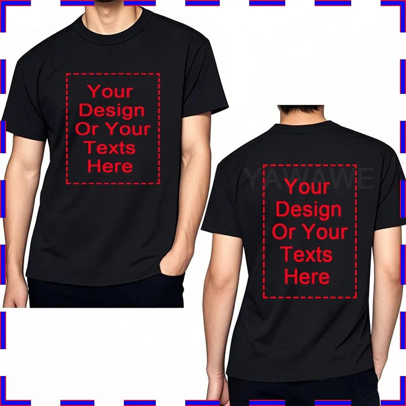 Design Your Own Oversized T-shirt for Men Custom Graphic Blank Cotton Personalized Message Tshirt Loose Fit Tops Gift Your Logo
