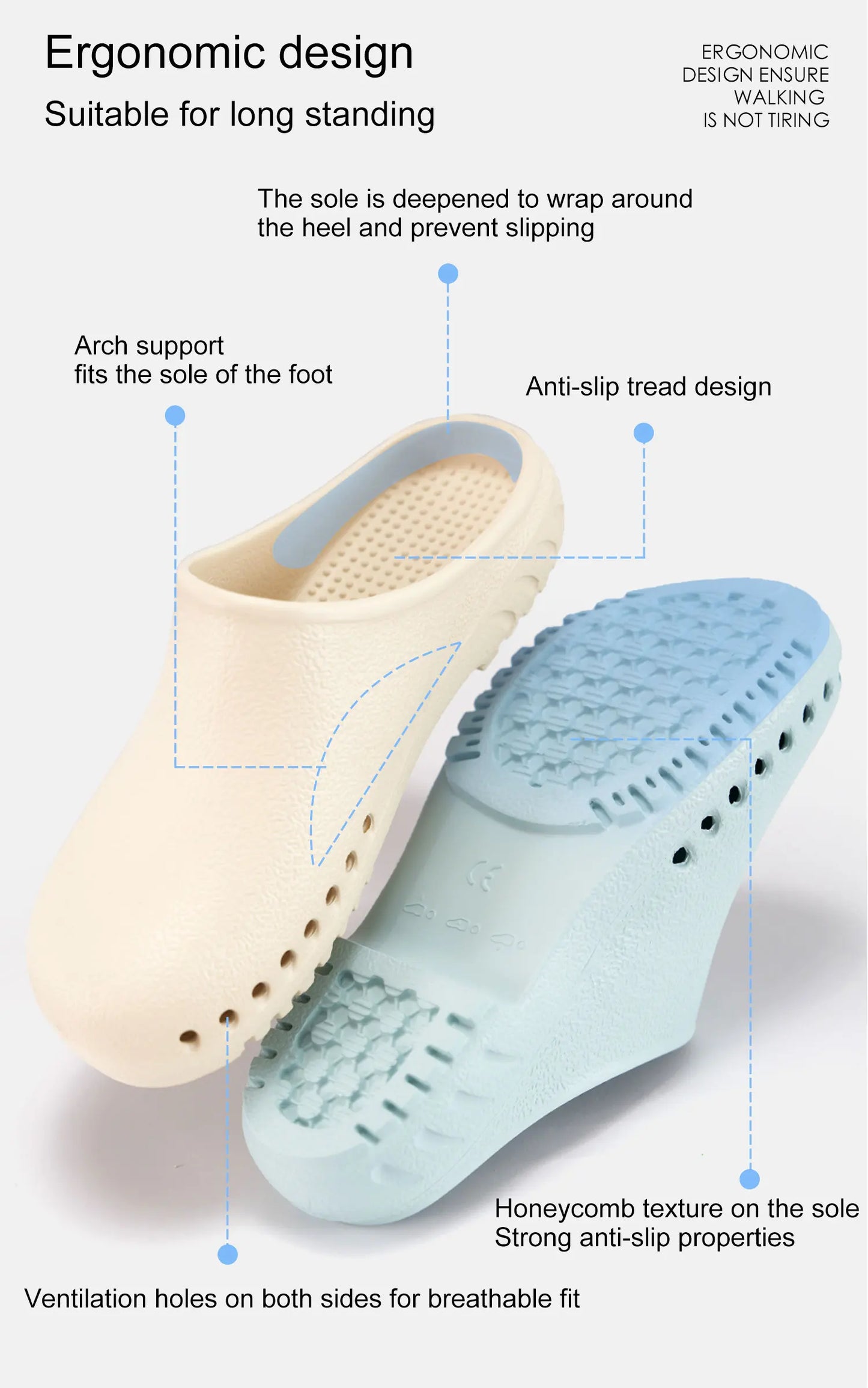 ANNO Soft Nurses Medical Shoes Anti-slip Protective Clogs Operating Room Lab Slippers Chef Work Flat Clog Hospital Foot Wear