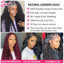 30 40 inch 250% 13x6 HD Lace Frontal Wig for Women 13x4 Front Deep Wave Kinky Curly Human Hair Dark Black Glueless Pre Plucked