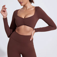 QINACTIVE Women Yoga Crop Top Long Sleeve Shirts Fitness