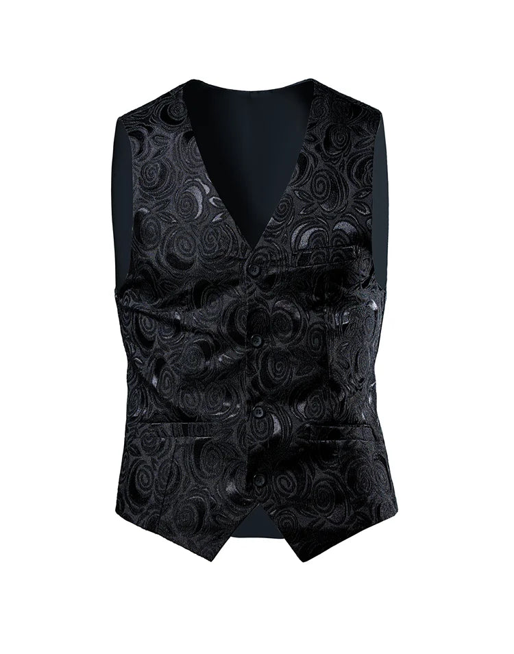 2026 Luxury Business Jacquard Suit Vest Men Slim Fit Tops Black White Wedding Social Dance Party Dress Size 6XL 7XL 8XL