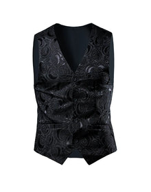 2026 Luxury Business Jacquard Suit Vest Men Slim Fit Tops Black White Wedding Social Dance Party Dress Size 6XL 7XL 8XL