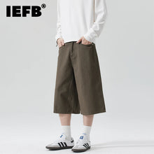 IEFB Summer New Men's Cropped Shorts Minimalist American Casual Wide Leg Pants High End Cotton Twill Soft Basic Bottoms 9X2789