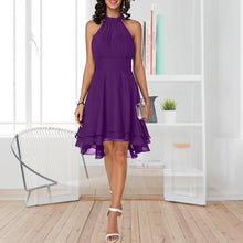 Robe élégante pour femme, robe midi d'été unie, taille haute, dos nu, sans manches, robe de soirée ajustée en mousseline superposée et courte pour femme
