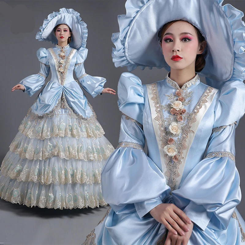 18th Century Women Marie Antoinette Dresses Long Victorian Rococo Gowns Historical Theater Clothing