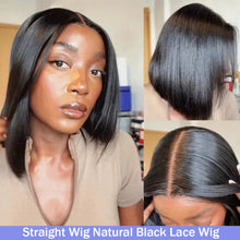 100%Human Hair Black Straight Bob Wig PrePlucked 13x4 Lace Front 4x4 Closure Lace Frontal 12 14 Inch Bone Straight Short Bob Wig
