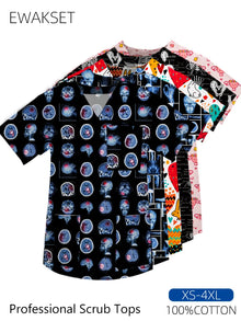 Women men Cartoon X-ray Surgical Tops pure Cotton Short Sleeve Medical Uniform Hospital Clinic Scrubs Blouse orthopedics Clothes