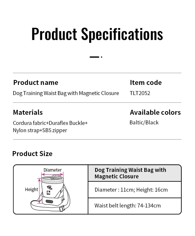 Truelove Adjustable Dog Poop Bag Dispenser Solid Training Waist Puppy Toy Accessory Storage Holder Versatile Travel Tool TLT2052