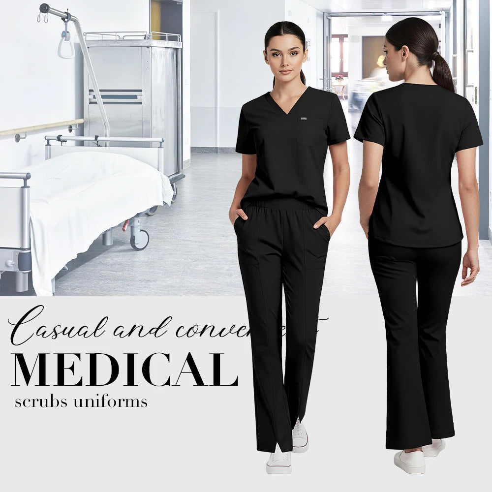 Niaahinn Pet Grooming Non-sticky Hair Workwear Surgical Uniform Medical Nurse Uniforms Women Scrubs Sets Pharmacist Work Clothes