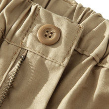 Mens Cargo Shorts 100% Cotton Casual Running Shorts Elastic Waist Hiking Outdoor with a Belt