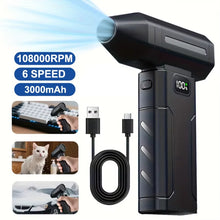 Electric Air Duster 450000RPM High Speed Turbo Jet Fan Rechargeable Compressed Air Blower Screen Display for Dust Snow Cleaning