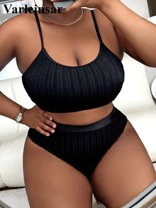 Plus Size Ribbed Bikini Set For Women 0XL To 4XL Swimsuit